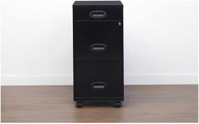 Pemberly Row 3 Drawers 29.52" Vertical Black Metal Filing Cabinet Lockable - Image 2