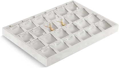 Velvet Necklace Display Tray, Stackable 24 Grid Insert Pendant Necklaces - Image 4