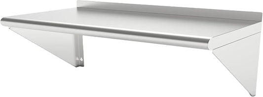 Stainless Steel Shelf 12x48 Inches, NSF Commercial Metal Wall Mounted Rack by STEELBUS