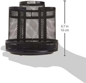 Rolodex Desk Organizer, Rotating Office Supply Caddy, Mesh Black - Image 2
