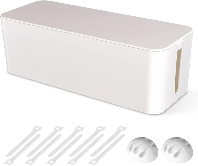 Cable Management Box, Large Cord Organizer Box to Hide Power Strip & Under Desk by Chouky
