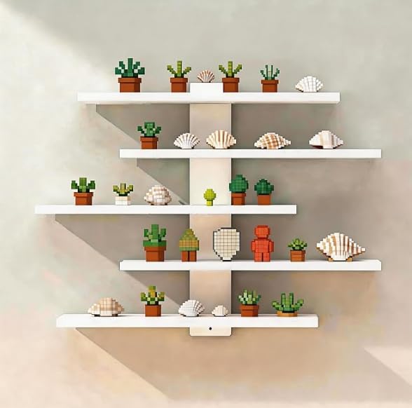 No Drill Wall Shelf, 5-Tier White Floating Shelves by Frawenleco