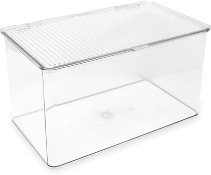 Isaac Jacobs Large Stackable Organizer Bin w Hinged Lid Clear Storage Box Home by IsaacJacobs