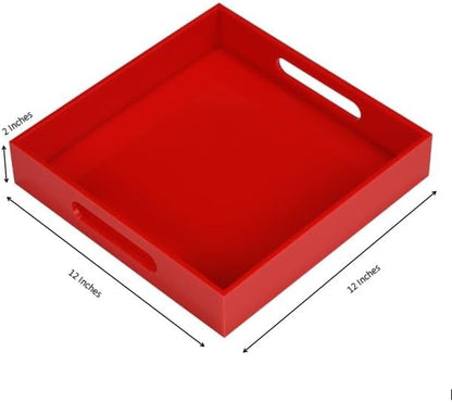 Sturdy Red Acrylic Serving Tray - Image 2