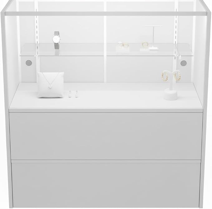 WISDOMFUR 5ft White Display Showcase Cabinet - Image 4