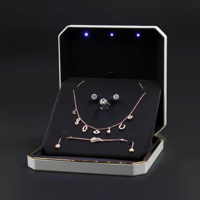 HSLFUAI Necklace Box with Led, Jewelry Box - Image 4