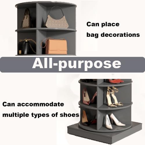 Rotating Shoe Rack Tower, Wooden Spinning Shoe Organizer, Free Standing 360° - Image 4
