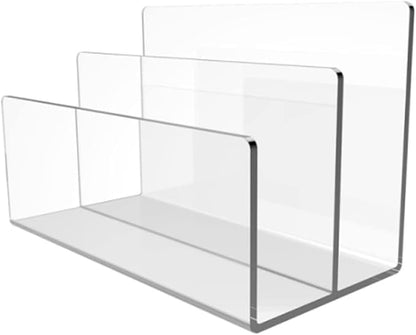 1 Pcs Acrylic Mile Sorter for Desk, 2 Upright Compartments Desk Mail Organizer by Vankcp