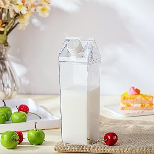 Cunhill 12 Pcs 17 oz Milk Carton Water Bottles Plastic Clear Milk Bottles - Image 4