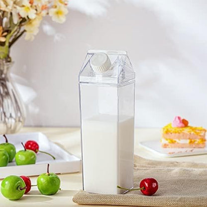 Cunhill 12 Pcs 17 oz Milk Carton Water Bottles Plastic Clear Milk Bottles - Image 4