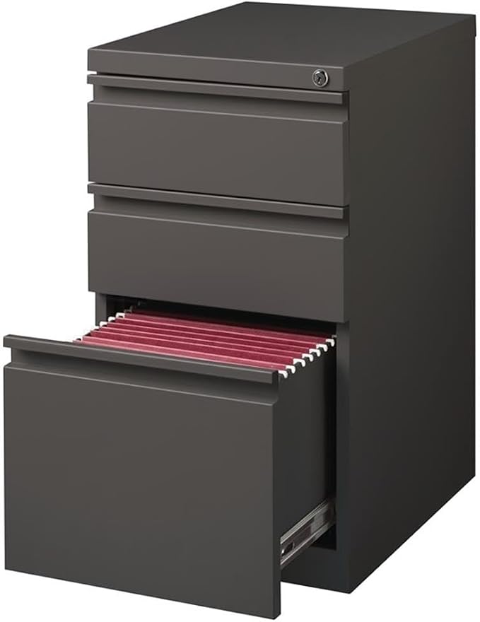 Pemberly Row 3 Drawers 27.75" Vertical Espresso Metal Filing Cabinet Lockable - Image 6