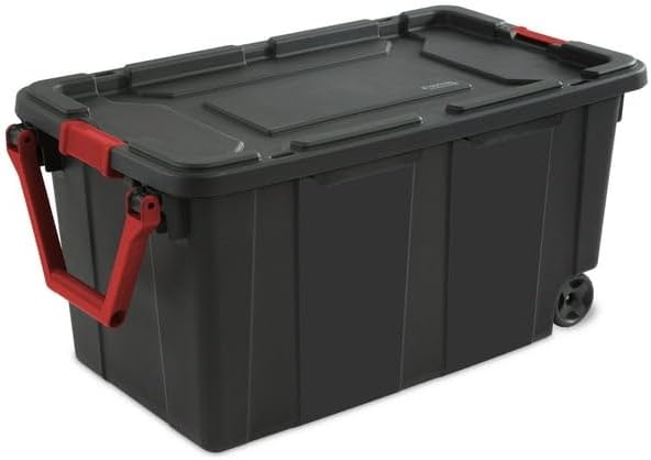40 Gallon Wheeled Industrial Tote Plastic Black Set of 2 Plastic Storage Boxes - Image 2
