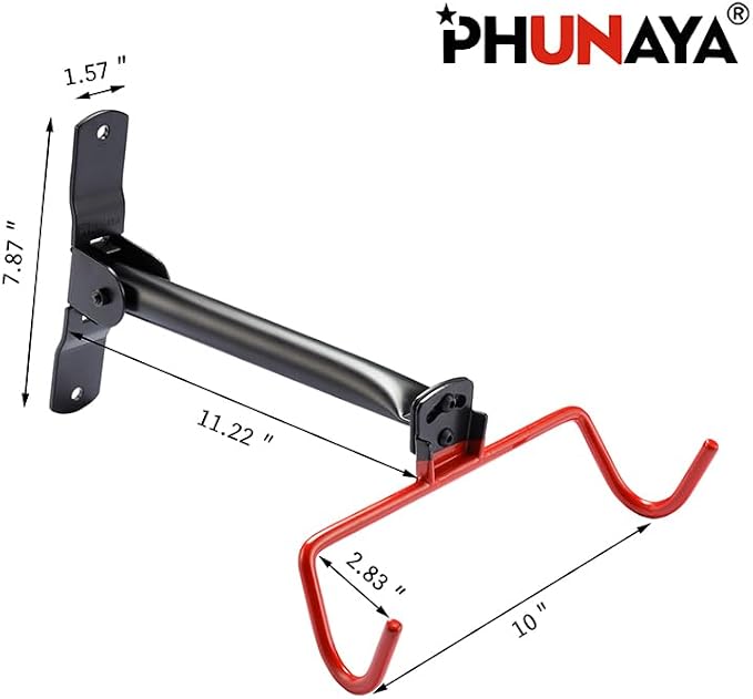 PHUNAYA Wall Mount Bike Rack, Bike Hanger Horizontal, Bicycle Holder Heavy Duty - Image 6