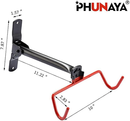 PHUNAYA Wall Mount Bike Rack, Bike Hanger Horizontal, Bicycle Holder Heavy Duty - Image 6
