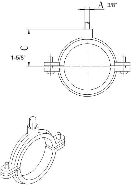 316SS Stainless Steel Split Ring Hanger Two Screw - Image 2