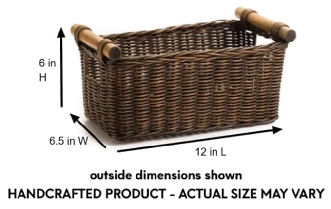 The Basket Lady Petit Wicker Storage Basket, Antique Walnut Brown - Image 2