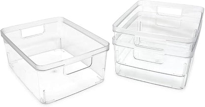 Isaac Jacobs 3-Pack Medium Clear Storage Bins w/Cutout Handles, Plastic - Image 2