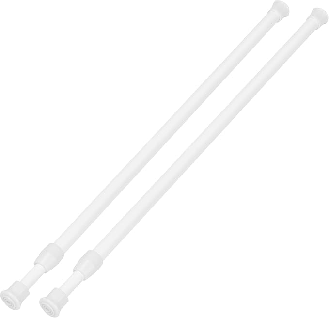 2 Pack Small Tension Curtain Rod, Short Adjustable Extendable | Spring Loaded by GinbelDirect