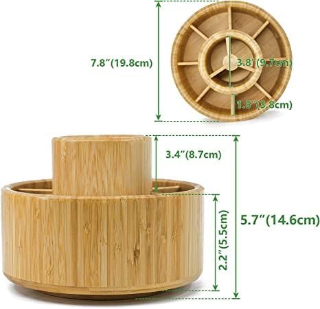 VaeFae Bamboo Pen Holder Organizer, 360° Rotating Art Supply Organizer - Image 3