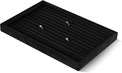Velvet Ring Display Tray, Stackable Muilt Slot Rings Ear Stud Storage Tray - Image 3