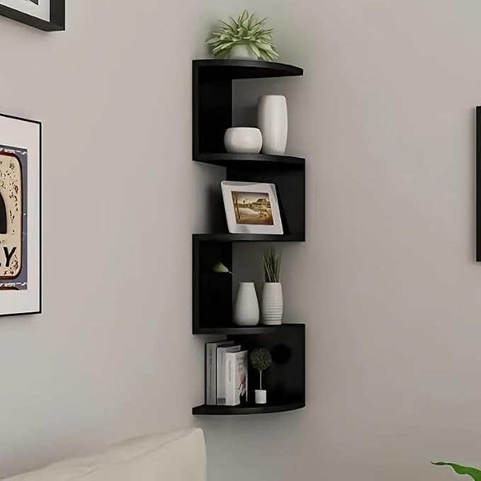 No-Drill Corner Shelf Wall Mount, 5-Tier Floating Corner Bookshelf - Image 10