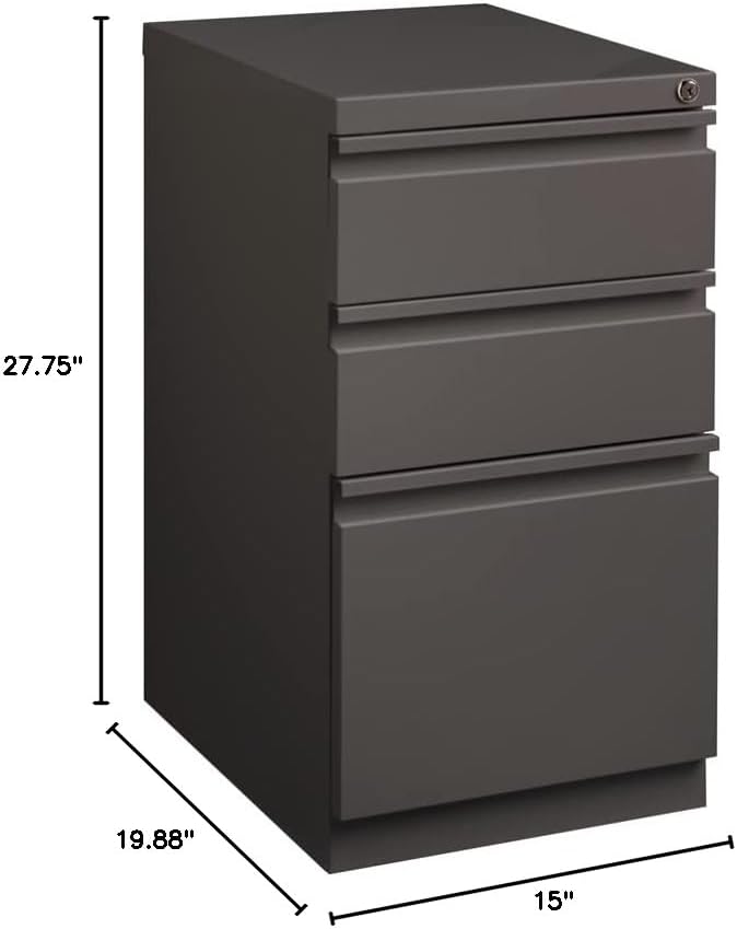 Pemberly Row 3 Drawers 27.75" Vertical Espresso Metal Filing Cabinet Lockable - Image 2