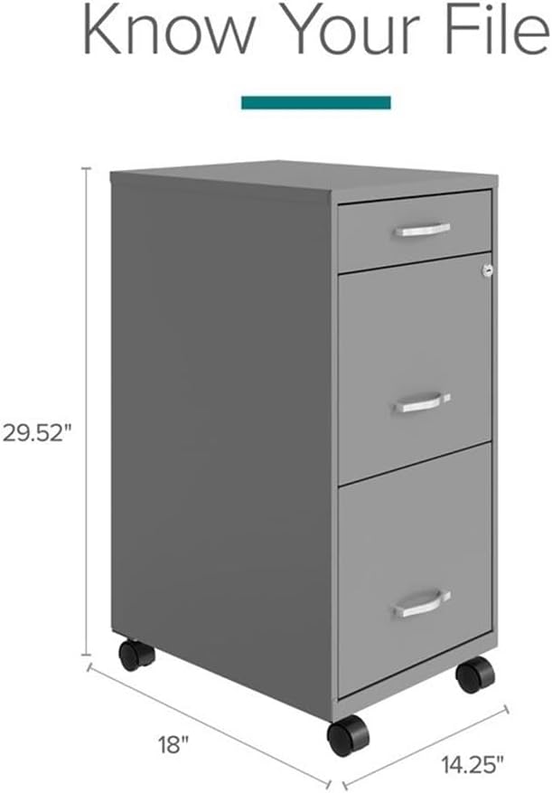 Pemberly Row 3 Drawers 29.52" Vertical Silver Metal Filing Cabinet Lockable - Image 8