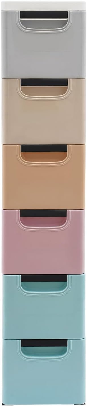 Slim 6 Drawers Storage Cabinet for Narrow Space, PP Storage Tower by Unknown