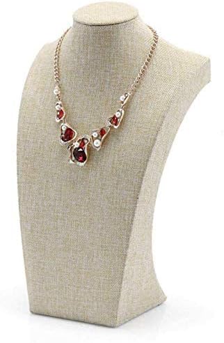 Beige Linen Necklace Display Bust by WERSHOW