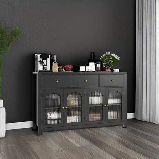 FINETONES Buffet Cabinet with Storage, 55.1" Large Sideboard Buffet Farmhouse - Image 6