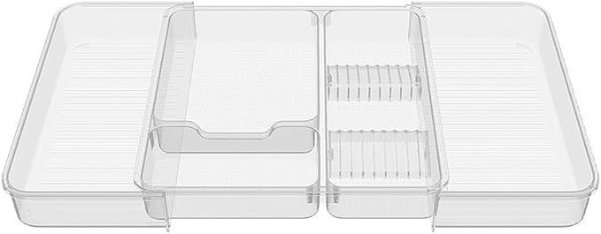 Expandable Drawer Organizer Tray from 11” to 19.1”, Adjustable Silverware in by Wi4you