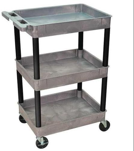 LUXOR GYSTC111BK Utility Cart, 300 lb. Load Cap., 3 Shelves by Unknown