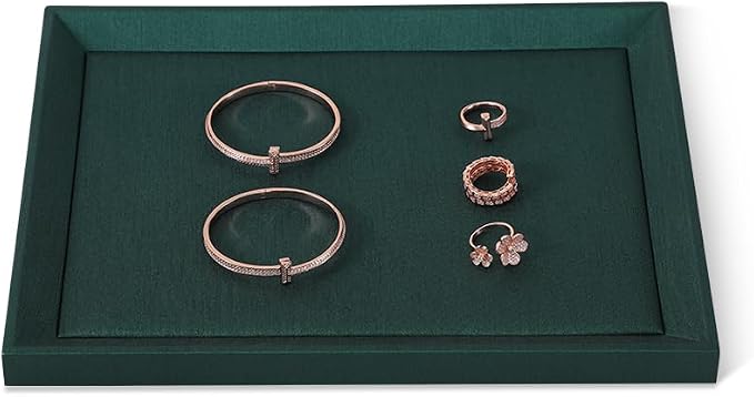 Jewelry Display For Selling, Leather Tray, Premium Green Jewelry Flat Tray - Image 2