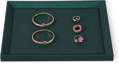 Jewelry Display For Selling, Leather Tray, Premium Green Jewelry Flat Tray - Image 2