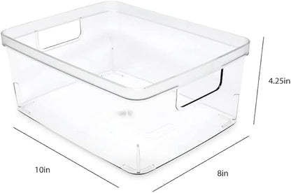 Isaac Jacobs 3-Pack Medium Clear Storage Bins w/Cutout Handles, Plastic - Image 3