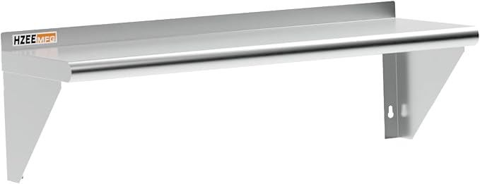 NSF Stainless Steel Wall Mount Shelf 12 x 36 Inches 18 Gauge Metal Floating by HZEEMFGKitchenArt