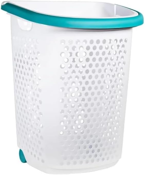 Plastic Rolling Laundry Basket by Unknown