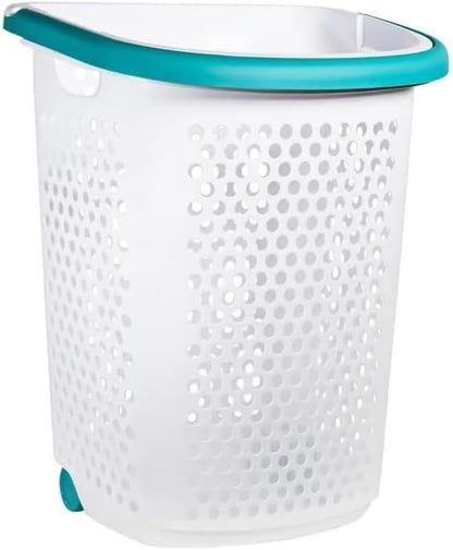 Plastic Rolling Laundry Basket by Unknown