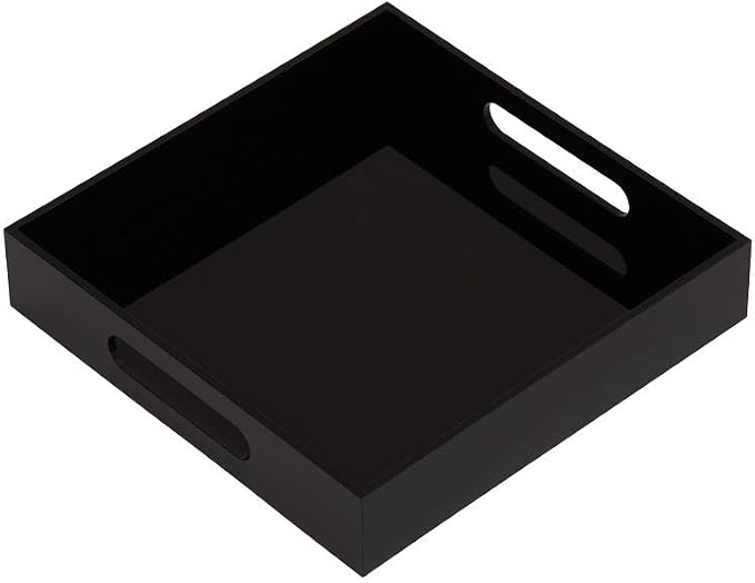 Glossy Black Sturdy Acrylic Serving Tray by KEVLANG