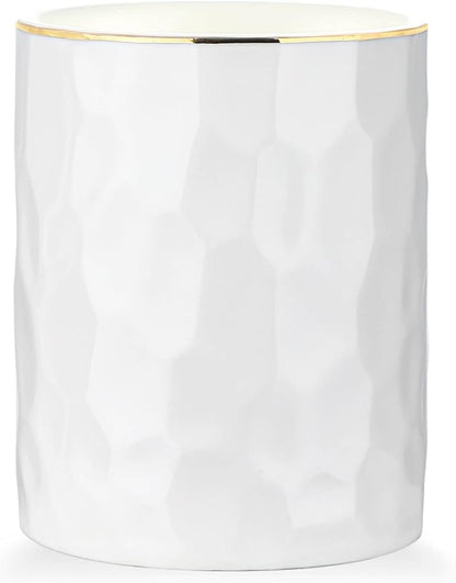 WHJY Ceramic White Pencil Cup, Makeup brushes Holder, Modern Geometry Design by WHJY