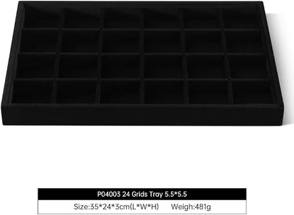 Velvet Stackable Jewelry Display Tray, 24 Grid Earring Ring Storage Tray - Image 2