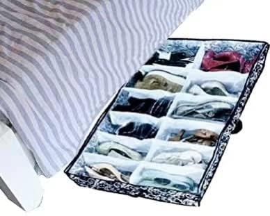 12 Cells See Through Underbed Shoes and Boots Storage Bag Organizer - Image 5