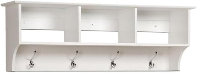 Prepac 48" Contemporary Wall Mounted Coat Rack, Coat Hooks Wall Mount by PREPACRTASTORAGEFURNITURE