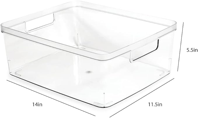 Isaac Jacobs 2-Pack Large Clear Storage Bins w/Cutout Handles, Plastic Organizer - Image 3