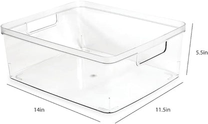 Isaac Jacobs 2-Pack Large Clear Storage Bins w/Cutout Handles, Plastic Organizer - Image 3