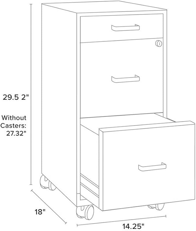 Pemberly Row 3 Drawers 29.52" Vertical Silver Metal Filing Cabinet Lockable - Image 2