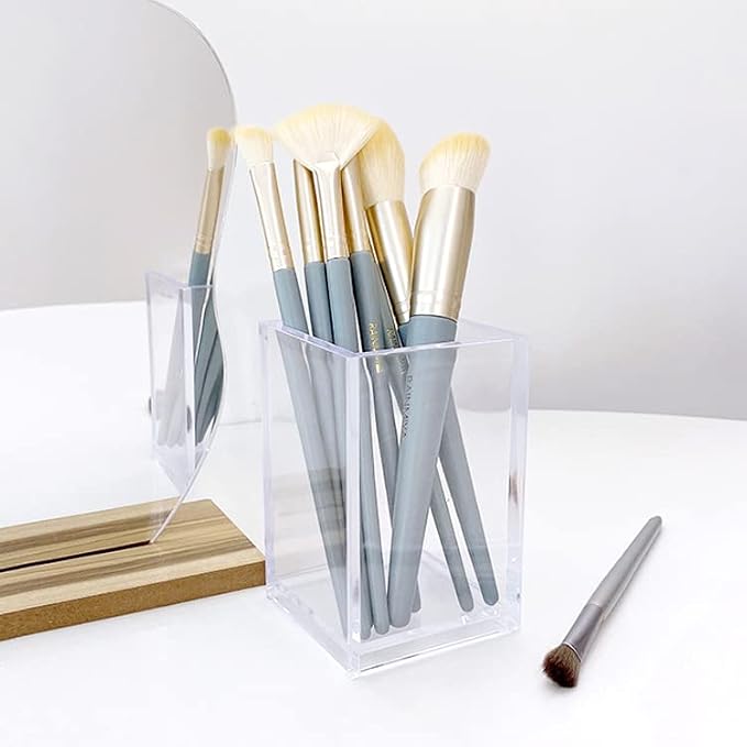 2 Pack Clear Acrylic Pencil Pen Holder Cup, Acrylic Cosmetic Brushes Storage - Image 5