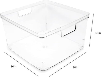 Isaac Jacobs 2-Pack Square Clear Storage Bins w/Cutout Handles, Plastic - Image 3