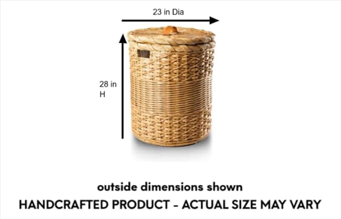 The Basket Lady Round Wicker Laundry Hamper, Extra Large, 23 in Dia x 28 in H - Image 9