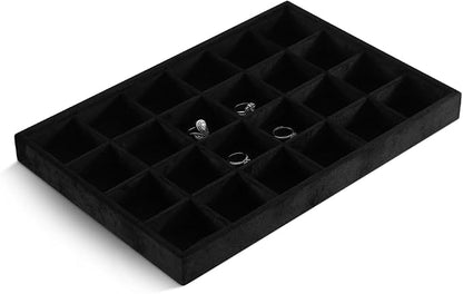 Velvet Stackable Jewelry Display Tray, 24 Grid Earring Ring Storage Tray - Image 4